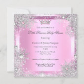 Princess Baby Shower Pink Winter Wonderland Ethnic Invitation (Back)
