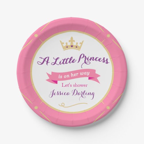 Princess Baby Shower Plates  Pink  Purple Girl