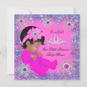 Princess Baby Shower Purple Pink Glitter Ethnic Invitation (Front)