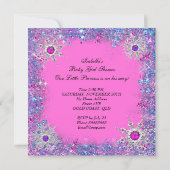 Princess Baby Shower Purple Pink Glitter Ethnic Invitation (Back)