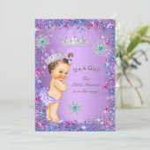Princess Baby Shower Purple Teal Blue Pink Invitation (Standing Front)