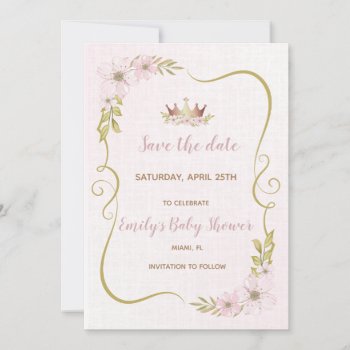 Princess Baby Shower Save The Date by pinkthecatdesign at Zazzle