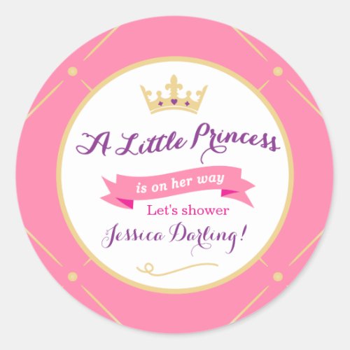 Princess Baby Shower Stickers  Pink  Purple Girl