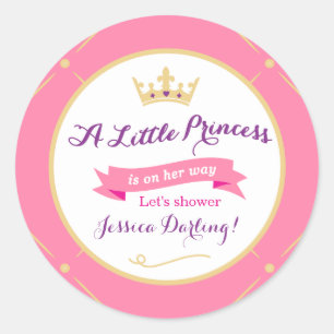 Princess Baby Shower Stickers   Pink + Purple Girl