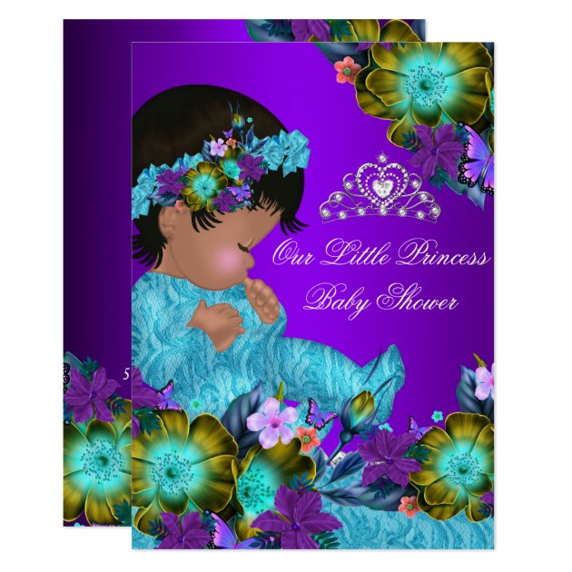 Princess Baby Shower Teal Blue Purple Girl Invite