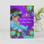 Princess Baby Shower Teal Blue Purple Girl Invite (Standing Front)