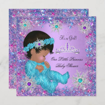 Princess Baby Shower Teal Blue Purple Pink Ethnic Invitation