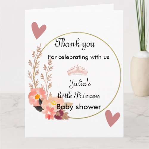 Princess Baby Shower thank you  Card