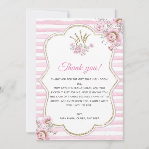 Princess Baby Shower Thank You Card