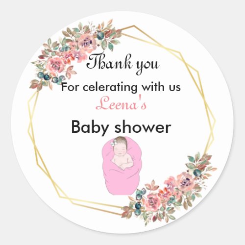 Princess Baby Shower thank you Classic Round Sticker