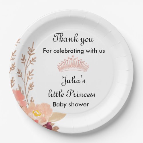 Princess Baby Shower thank you  Paper Plates