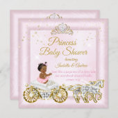 Princess Baby Shower Tiara Pink Carriage Ethnic Invitation (Front/Back)