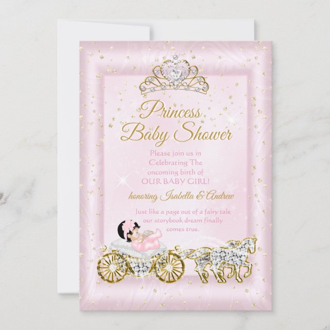 Princess Baby Shower Tiara Pink Carriage Invitation (Front)