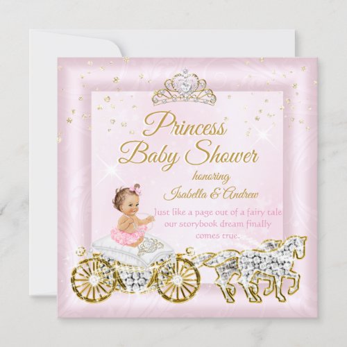 Princess Baby Shower Tiara Pink Carriage Invitation