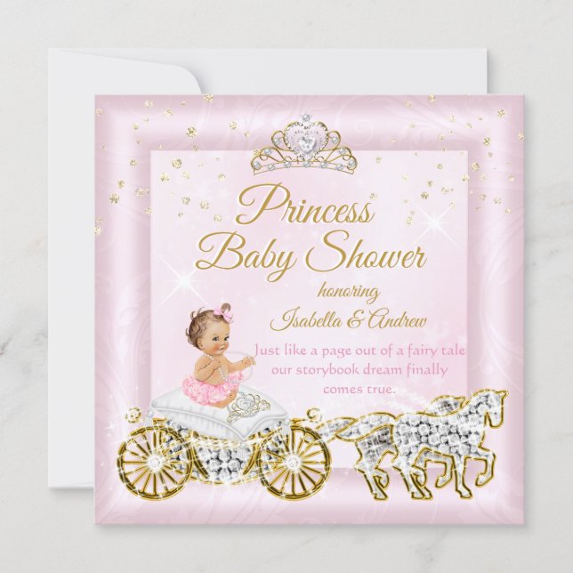 Princess Baby Shower Tiara Pink Carriage Invitation (Front)