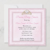 Princess Baby Shower Tiara Pink Carriage Invitation (Back)