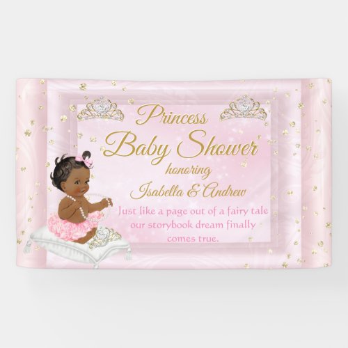 Princess Baby Shower Tiara Pink Ethnic Banner