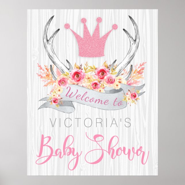 Princess Baby Shower Welcome Sign Poster (Front)
