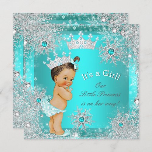 Princess Baby Shower Winter Wonderland Brunette Invitation