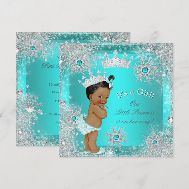 Princess Baby Shower Winter Wonderland Ethnic Invitation (Front/Back)