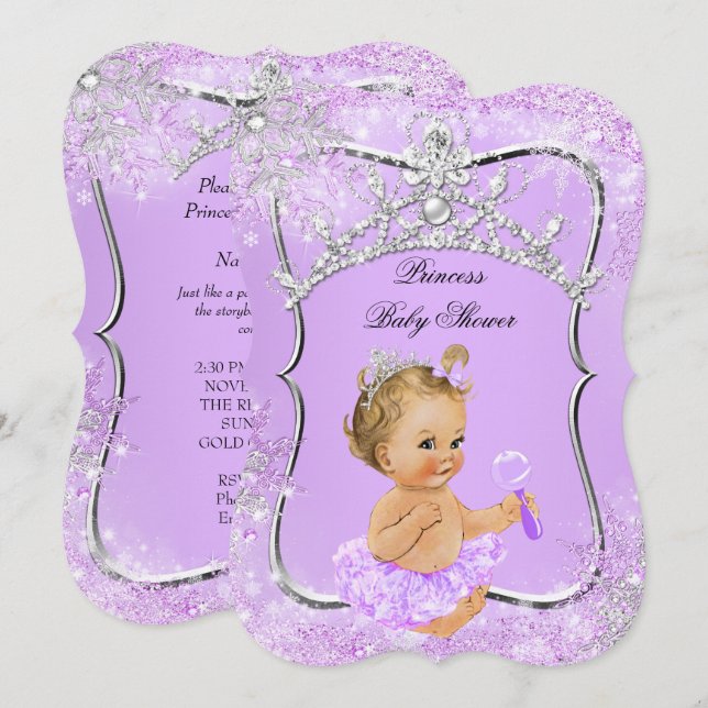 Princess Baby Shower Wonderland Lilac Blonde Invitation (Front/Back)
