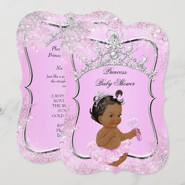 Princess Baby Shower Wonderland Pink Ethnic Invitation (Front/Back)