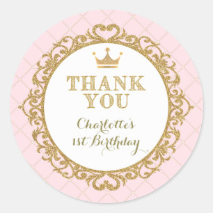 Princess Baby Thank You Sticker Birthday Favors