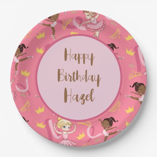 Princess Ballerina 9 birthday paper plates 