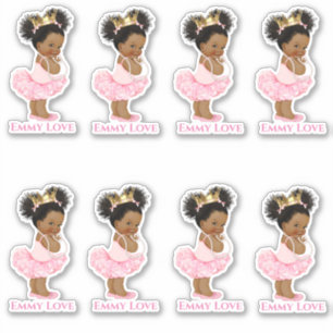 Princess Ballerina Baby Girl Pink Tutu Gold Crown Sticker