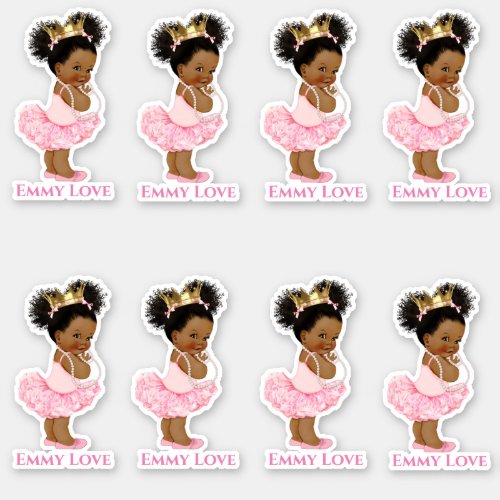 Princess Ballerina Baby Girl Pink Tutu Gold Crown Sticker