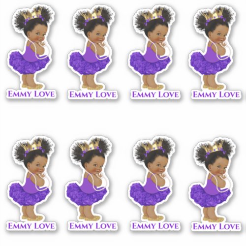 Princess Ballerina Baby Girl Purple Tutu Crown Sticker