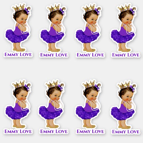 Princess Ballerina Baby Girl Purple Tutu Crown Sticker