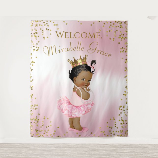 Princess Ballerina Baby Shower Backdrop Banner (Front)