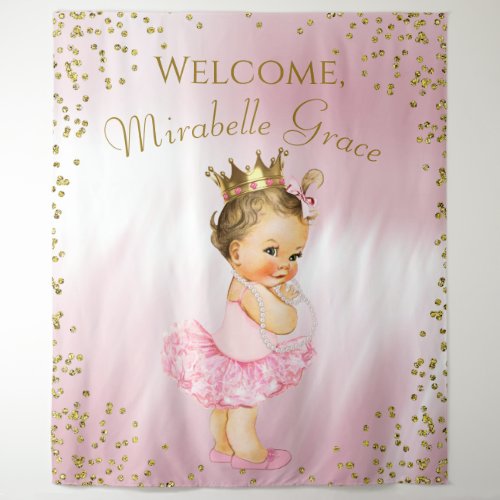 Princess Ballerina Baby Shower Backdrop Brunette