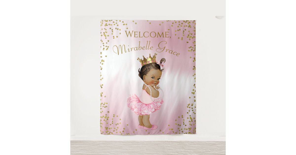Princess Ballerina Baby Shower Backdrop Ethnic Zazzle