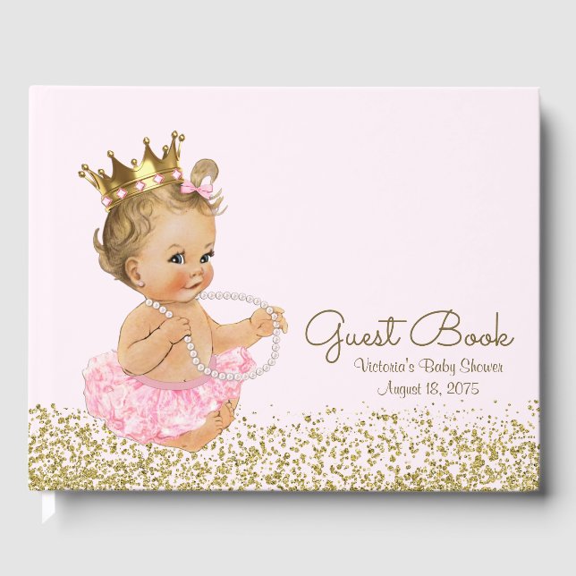 Princess Ballerina Baby Shower Guest Book (Front)