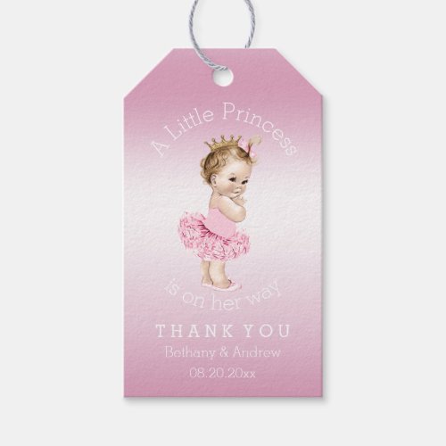 Princess Ballerina Baby Shower Personalized Pink Gift Tags