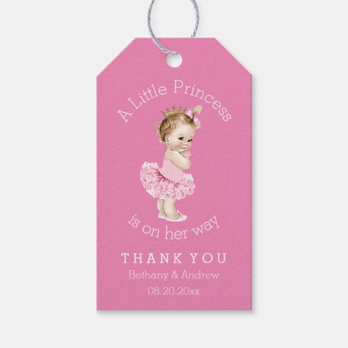 Princess Ballerina Baby Shower Pink Personalized Gift Tags