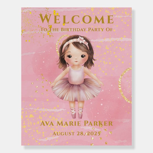 Princess Ballerina Birthday Party Welcome Sign (Front)