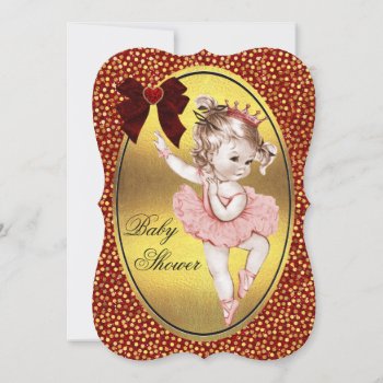 Princess Ballerina Faux Gold Foil Confetti Invitation by GroovyGraphics at Zazzle
