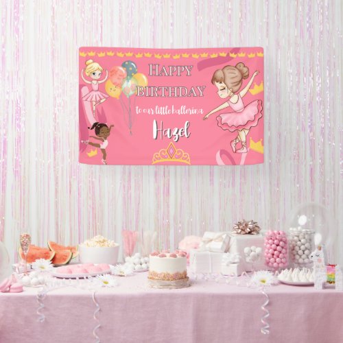 Princess Ballerina girl birthday party banner