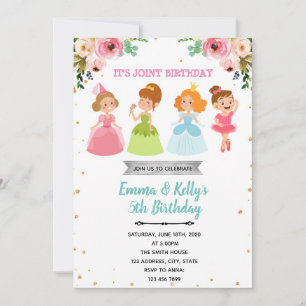 Princess ballerina joint party Invitation
