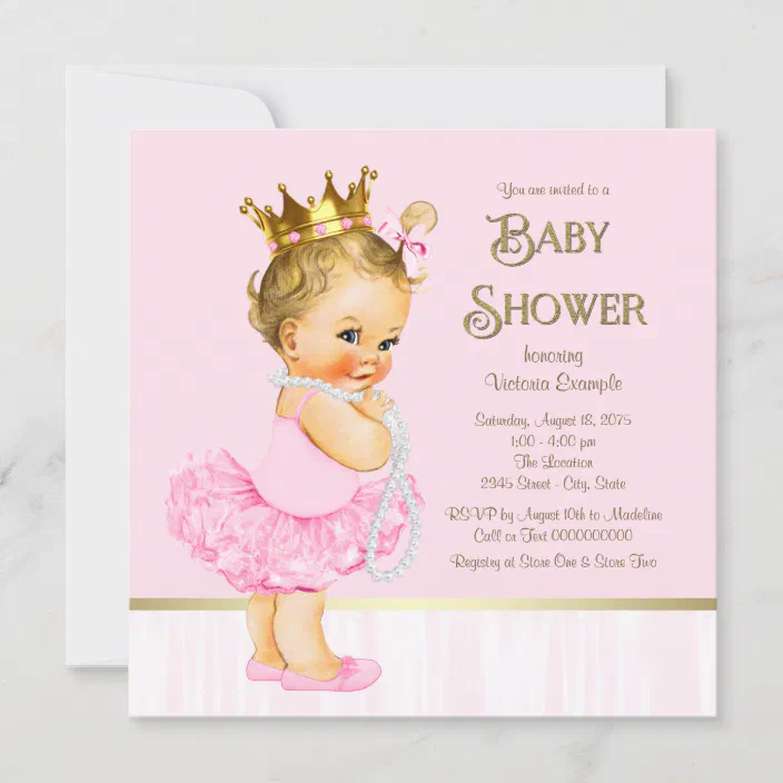 10 Baby Shower Invitations tutu Personalised pretty pink baby girl 