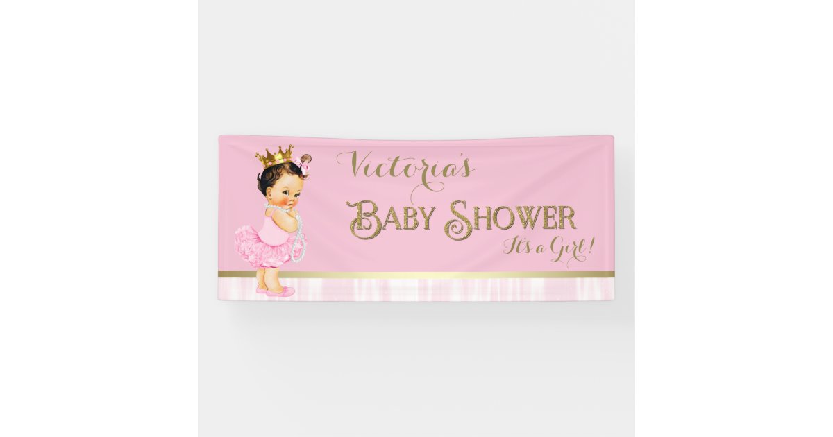 Princess Ballerina Tutu Pearl Baby Shower Banner | Zazzle