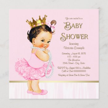 Princess Ballerina Tutu Pink Gold Baby Shower Invitation by The_Vintage_Boutique at Zazzle
