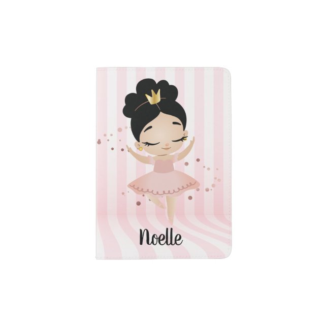 Princess Ballerina with Tiara, Pink Passport Holder (Front)