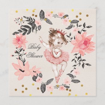 Princess Ballerina Wreath Confetti Baby Shower Invitation by GroovyGraphics at Zazzle