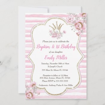Princess Baptism And Birthday Invitation by pinkthecatdesign at Zazzle