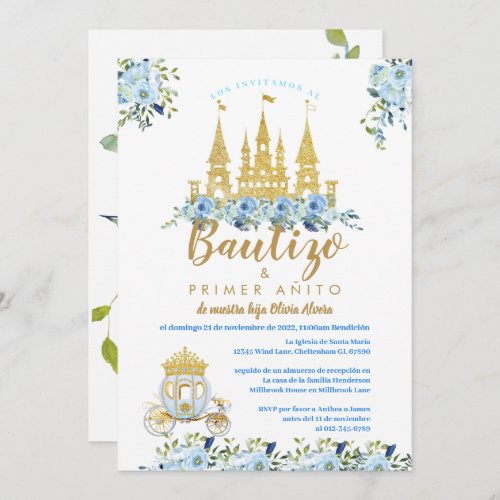 Princess Baptism Invite Bautizo Invitations