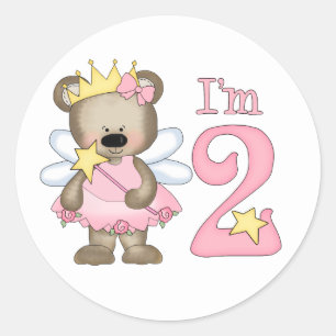 Princess Bear 2nd Birthday Classic Round Sticker